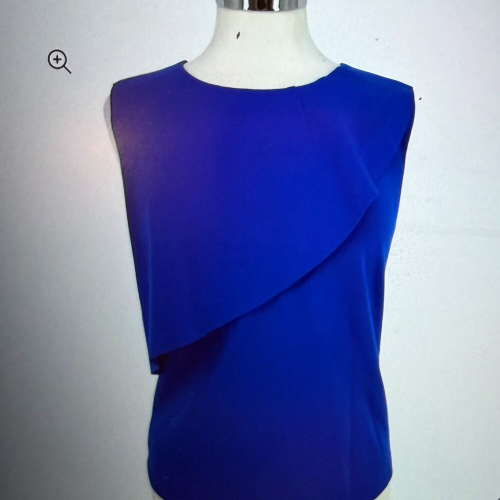 Akris Punto Draped Sleeveless Bright Blue Top Size 8